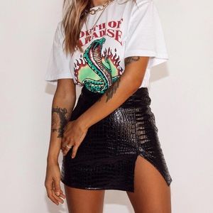 THE WREN MINI SKIRT BLACK CROC